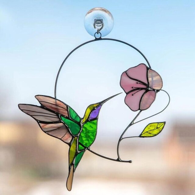 Stained Acrylic Bird Hanging Wind Chimes Ornaments Pendant Home Decor
